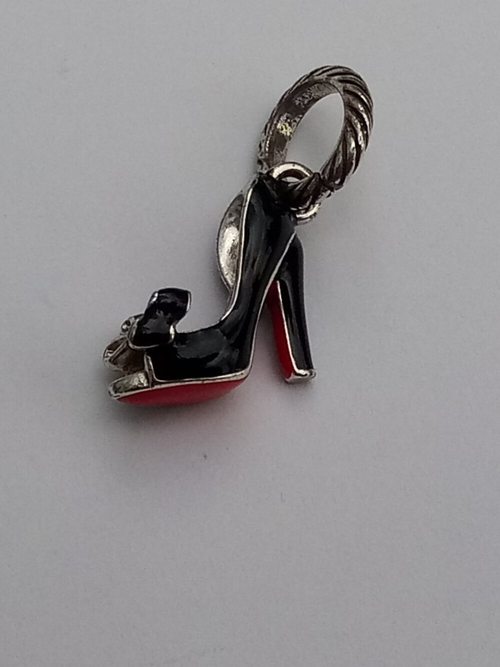 BRIGHTON Enameled High Heel Shoe 3D Charm Silverplated Red Bottom